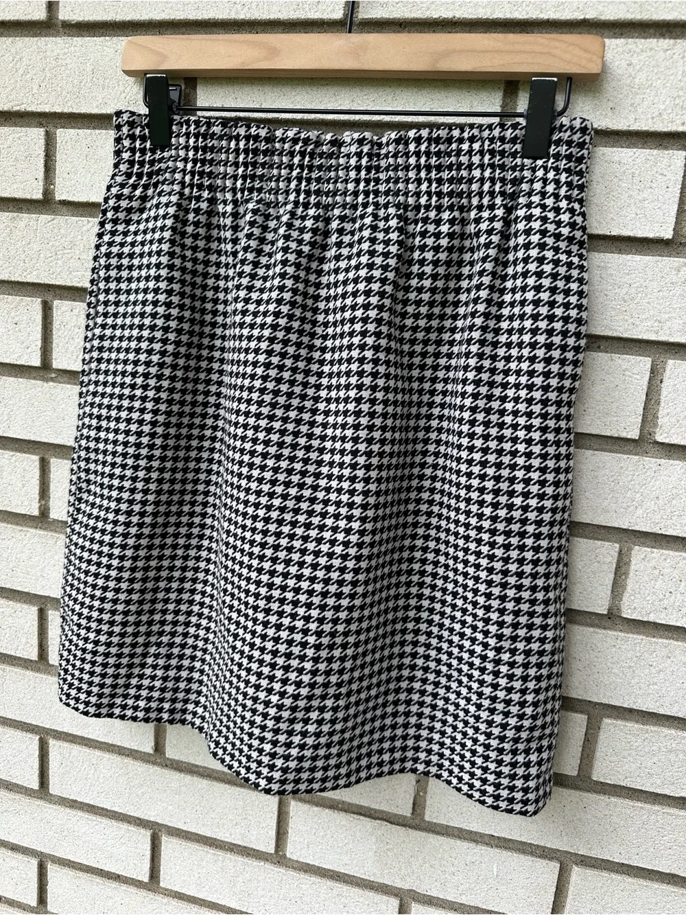 J. Crew Houndstooth Wool Blend Pull On Mini Skirt Elastic Waist Preppy 4